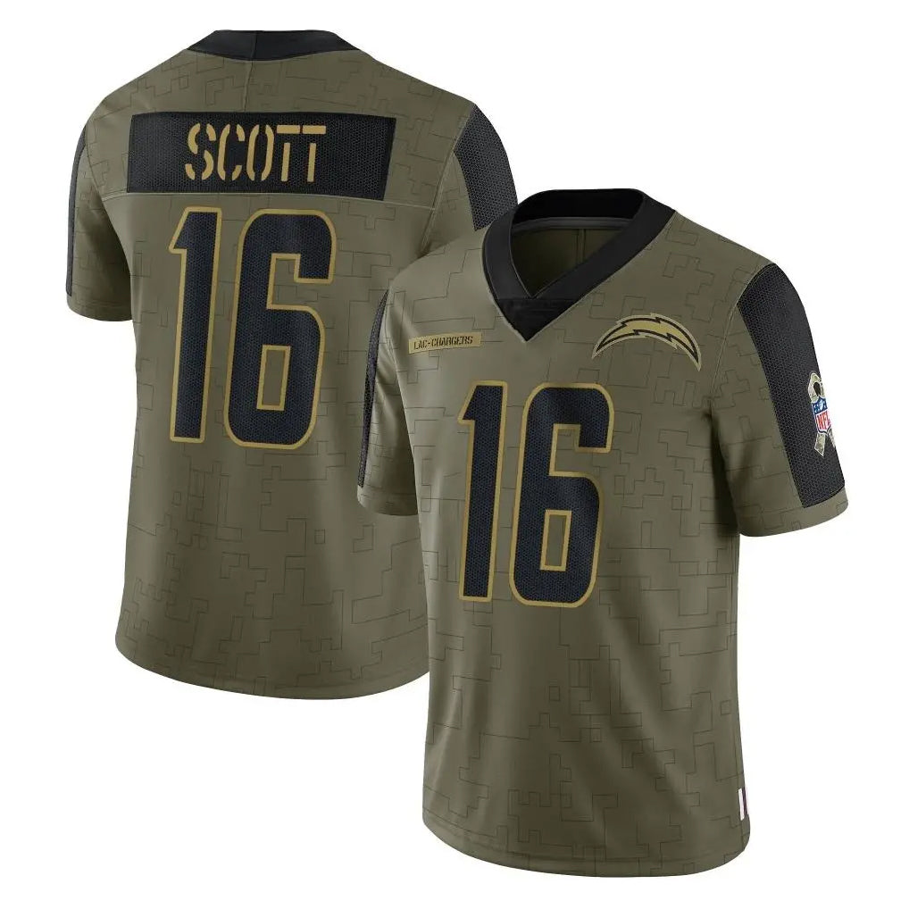 Fenge LA.Chargers #16 J.K. Scott Player Olive Salute To Service Limited Game Stitched Jerseys
