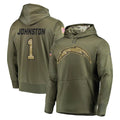 Fenge LA.Chargers #1 Quentin Johnston Player Olive Salute to Service Pullover Hoodies Home Game Stitched Jerseys
