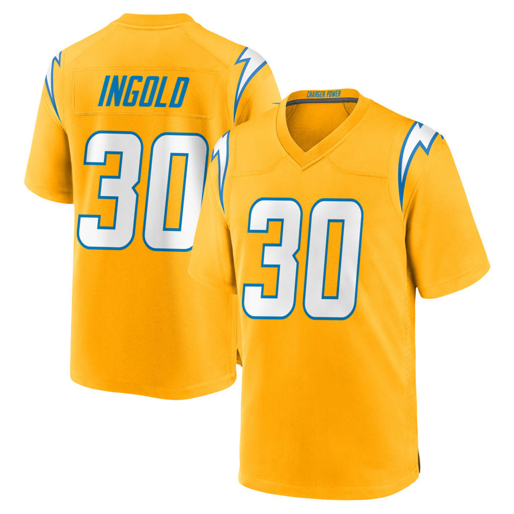 Fenge LA.Chargers #30 Alec Ingold Player Gold Home Game Stitched Jerseys