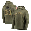 Fenge LA.Chargers #30 Alec Ingold Player Olive Salute to Service Pullover Hoodies Home Game Stitched Jerseys
