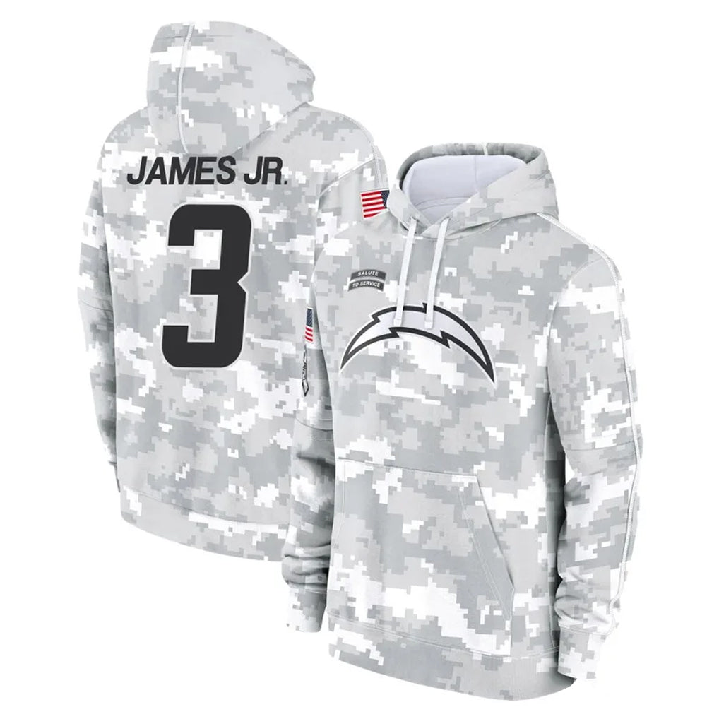 Fenge LA.Chargers #3 Derwin James Jr. Player Arctic Camo Salute to Service Hoodies Limited Game Stitched Jerseys