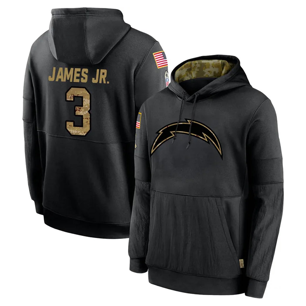 Fenge LA.Chargers #3 Derwin James Jr. Player Black Salute to Service Hoodies Limited Game Stitched Jerseys