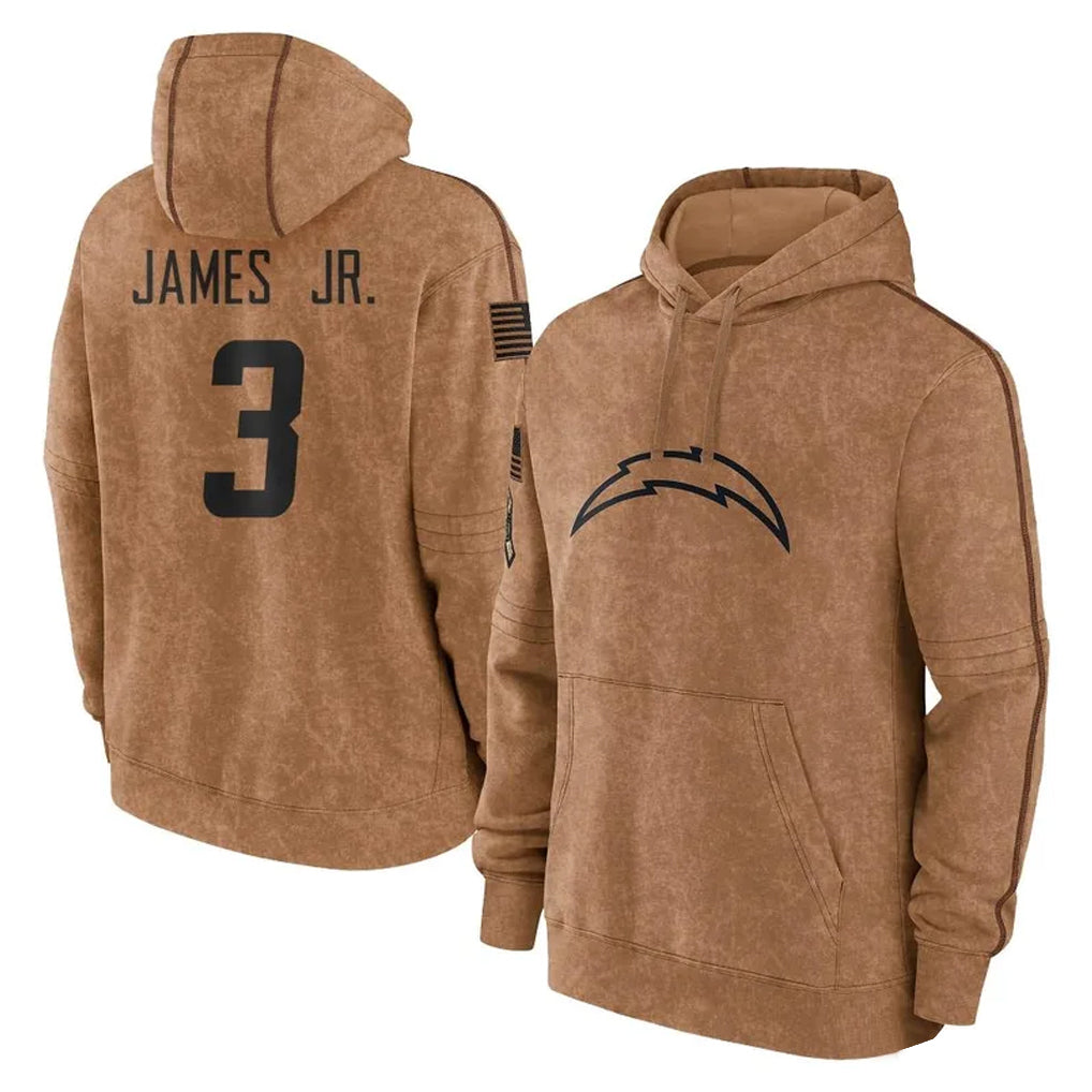 Fenge LA.Chargers #3 Derwin James Jr. Player Brown Salute to Service Hoodies Limited Game Stitched Jerseys