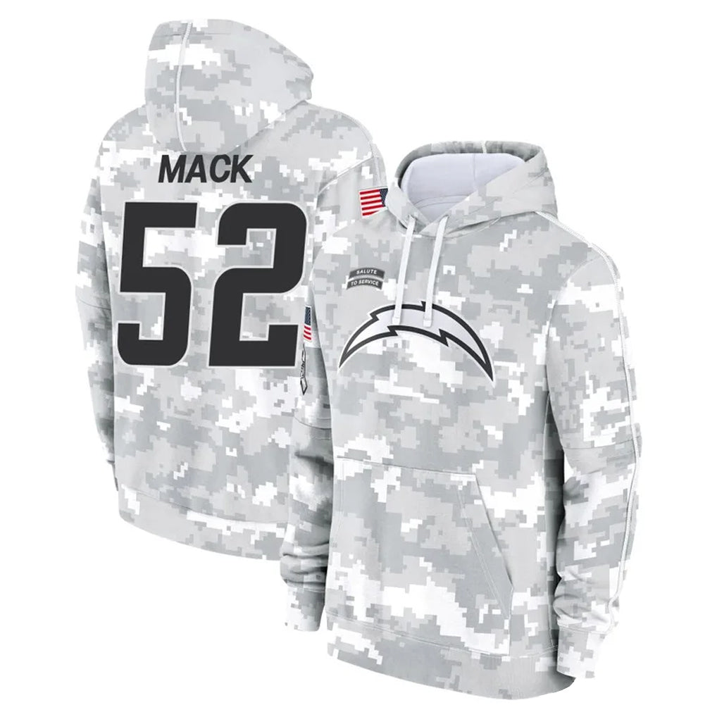 Fenge LA.Chargers #52 Khalil Mack Player Arctic Camo Salute to Service Hoodies Game Stitched Jerseys