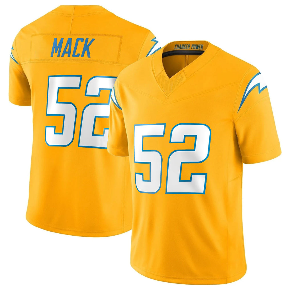 Fenge LA.Chargers #52 Khalil Mack Player Gold Limited Vapor F.U.S.E. Home Game Stitched Jerseys