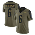 Fenge LA.Chargers #6 Denzel Perryman Player Olive Salute To Service Limited Game Stitched Jerseys
