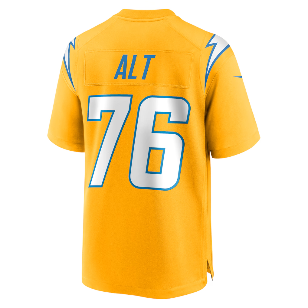 Fenge LA.Chargers #76 Joe Alt Gold Alternate Charger Power Game Player Stitched Jerseys