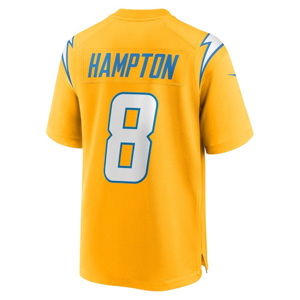 Fenge LA.Chargers #8 Omarion Hampton Gold Alternate Charger Power Game Player Stitched Jerseys