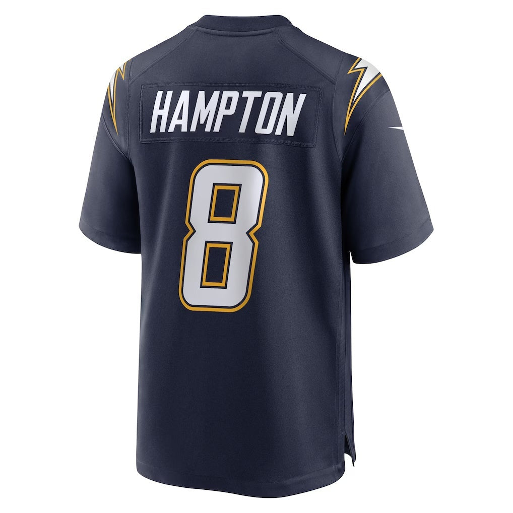 Fenge LA.Chargers #8 Omarion Hampton Navy Alternate Super Chargers Game Player Stitched Jerseys