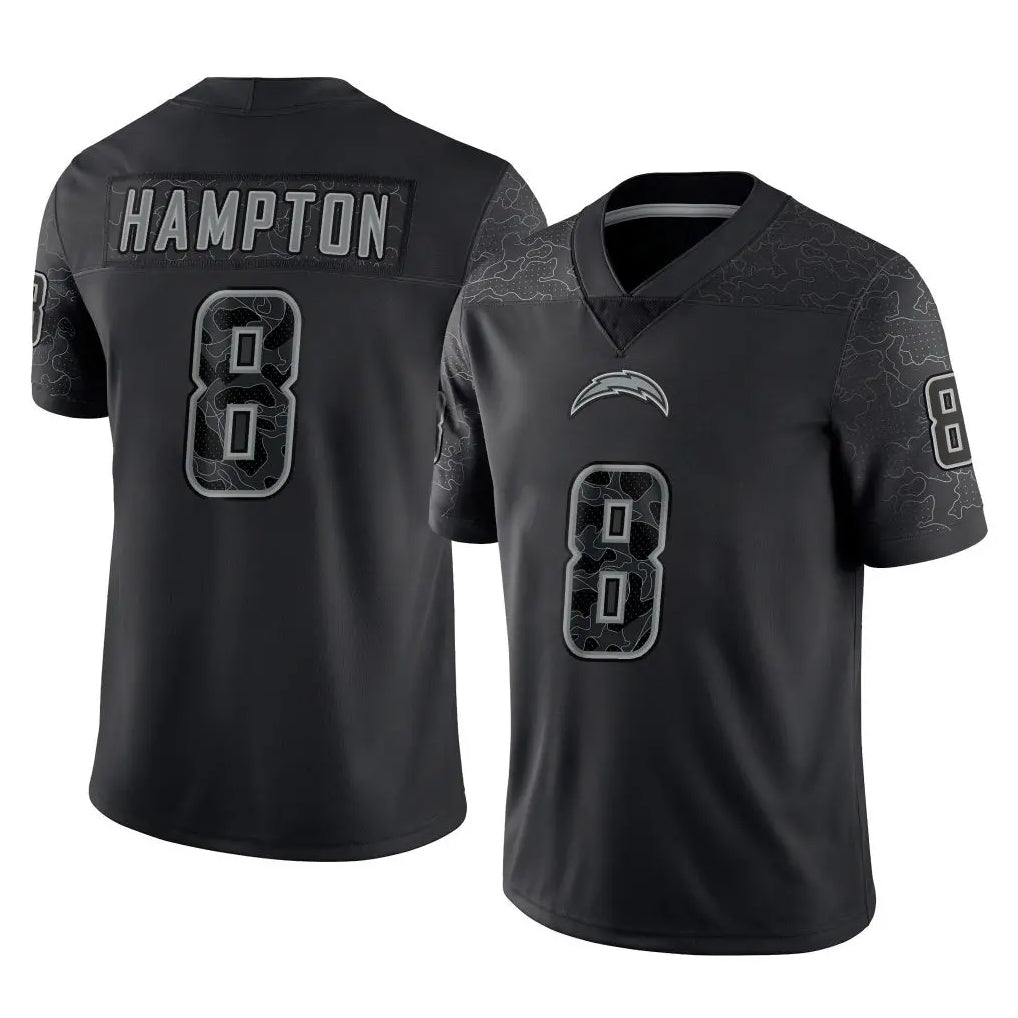 Fenge LA.Chargers #8 Omarion Hampton Player Black Limited Reflective Home Game Stitched Jerseys