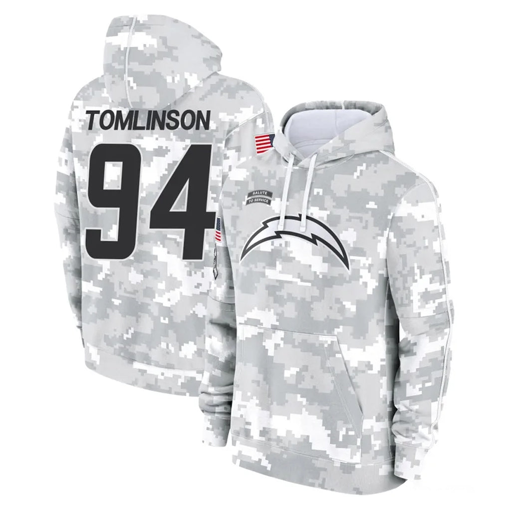 Fenge LA.Chargers #94 Dalvin Tomlinson Player Arctic Camo Salute to Service Hoodies Limited Game Stitched Jerseys