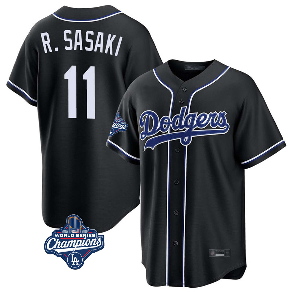 Fenge LA.Dodgers #11 Roki Sasaki Player Black World Series Meet Carbon Limited Home Stitched Jerseys