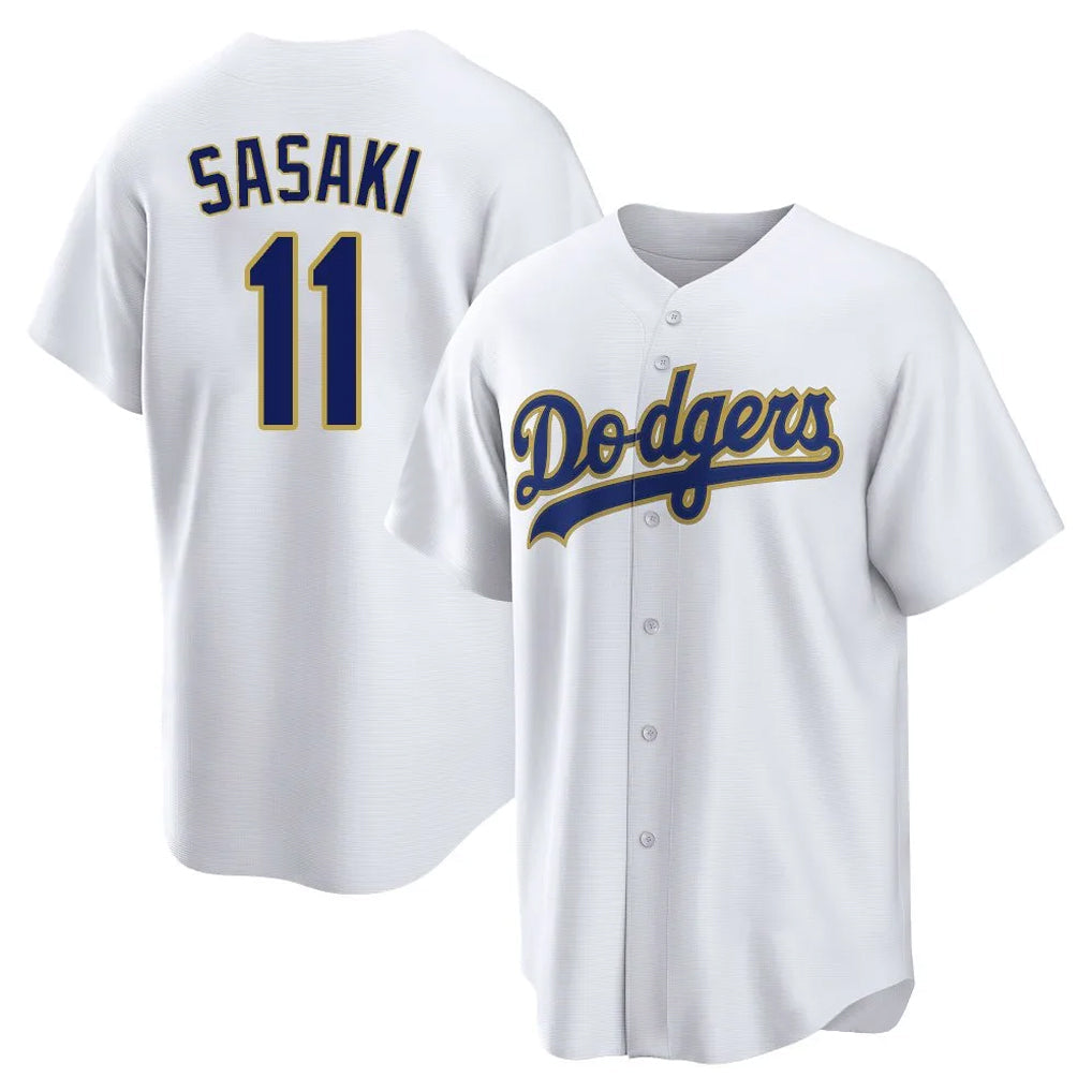 Fenge LA.Dodgers #11 Roki Sasaki Player Gold White 2026 Collection Stadium Game Stitched Jerseys