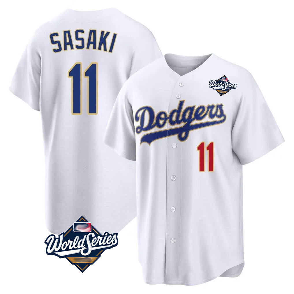 Fenge LA.Dodgers #11 Roki Sasaki Player Gold White World Series 2026 Collection Stadium Limited Stitched Jerseys