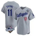 Fenge LA.Dodgers #11 Roki Sasaki Player Gray World Series Limited Home Stitched Jerseys