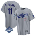 Fenge LA.Dodgers #11 Roki Sasaki Player Gray World Series Meet Game Home Stitched Jerseys