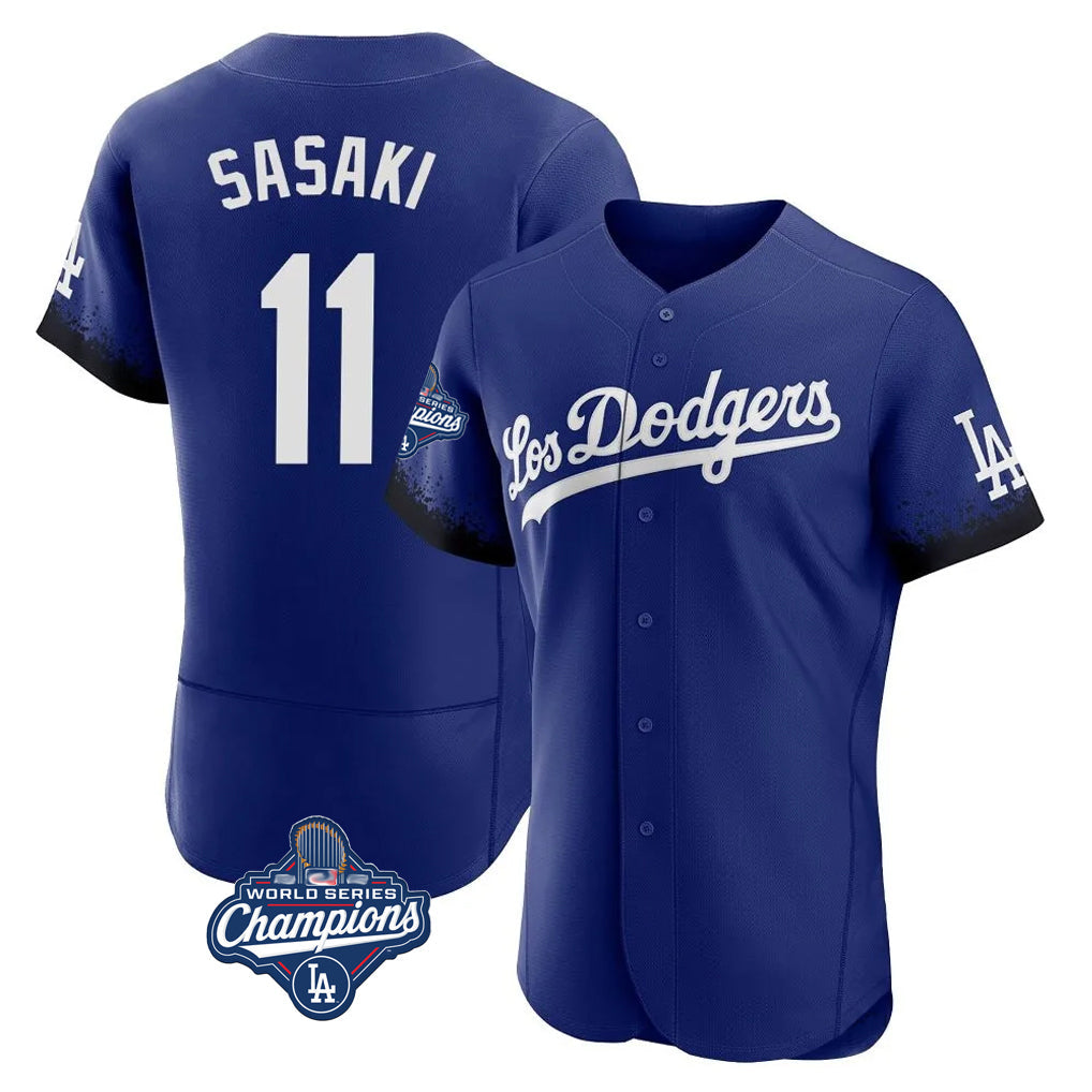 Fenge LA.Dodgers #11 Roki Sasaki Player Royal World Series Meet City Connect Elite Home Stitched Jerseys