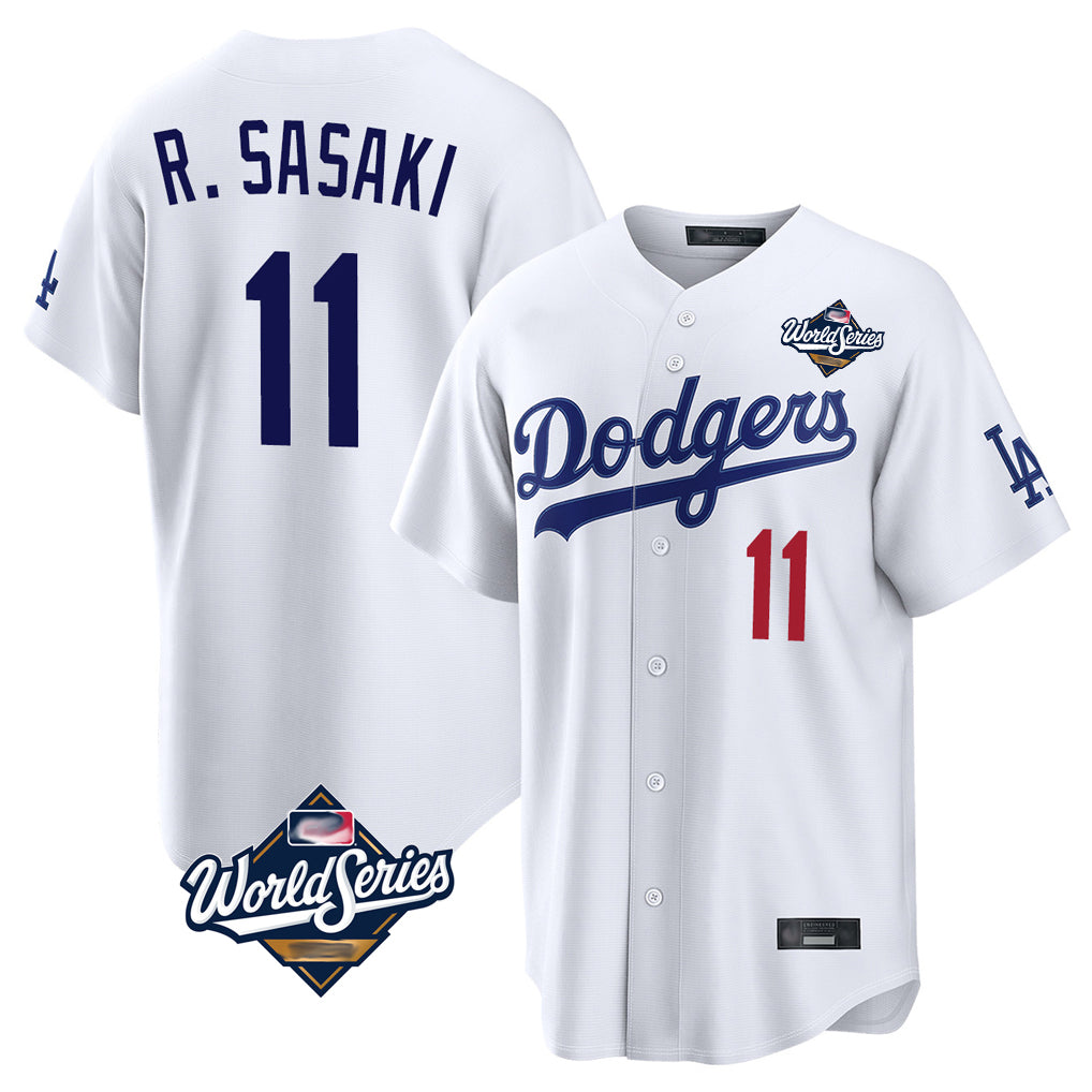 Fenge LA.Dodgers #11 Roki Sasaki Player White World Series Home Game Stitched Jerseys