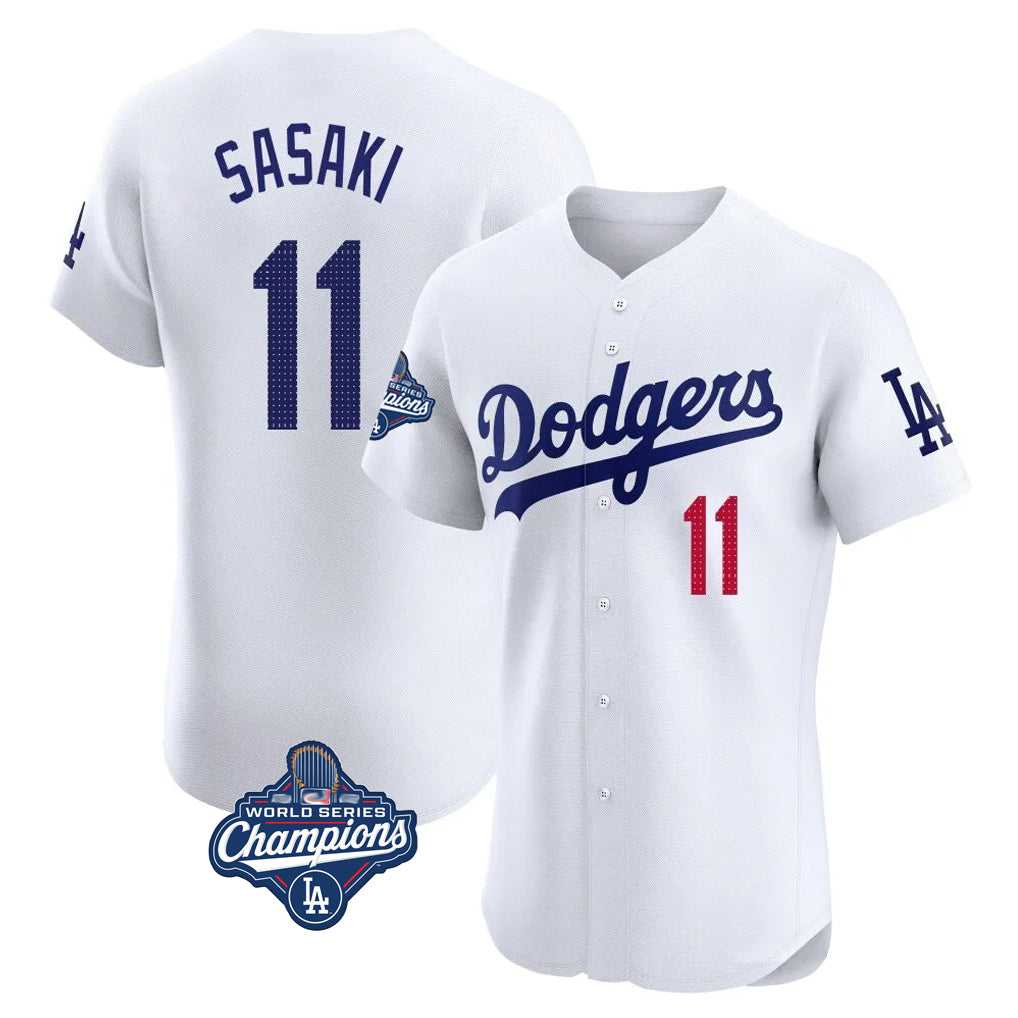 Fenge LA.Dodgers #11 Roki Sasaki Player White World Series Meet Limited Elite Home Stitched Jerseys