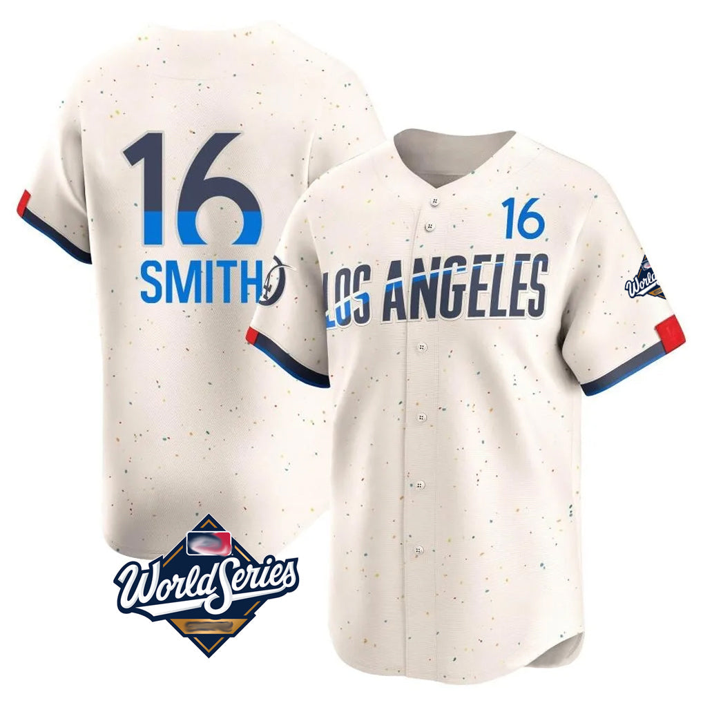 Fenge LA.Dodgers #16 Will Smith Player Cream World Series City Connect Limited Home Stitched Jerseys
