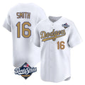 Fenge LA.Dodgers #16 Will Smith Player Gold World Series Collection Limited Home Stitched Jerseys