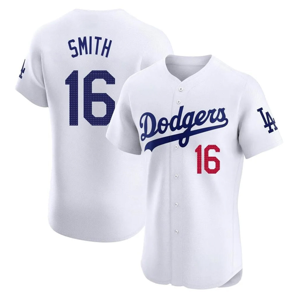Fenge LA.Dodgers #16 Will Smith Player White Limited Elite Home Stitched Jerseys