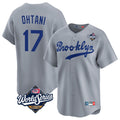 Fenge LA.Dodgers #17 Shohei Ohtani Player Gray World Series Game Limited Home Stitched Jerseys
