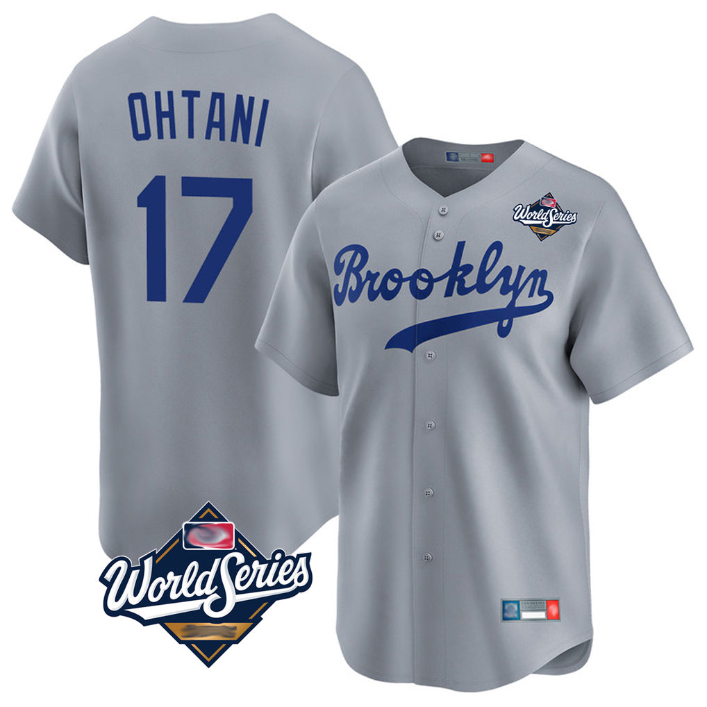 Fenge LA.Dodgers #17 Shohei Ohtani Player Gray World Series Game Limited Home Stitched Jerseys