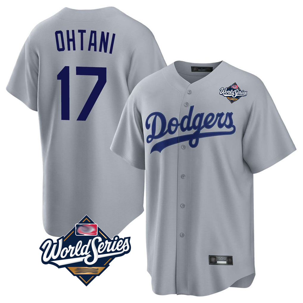 Fenge LA.Dodgers #17 Shohei Ohtani Player Gray World Series Game Stitched Jerseys