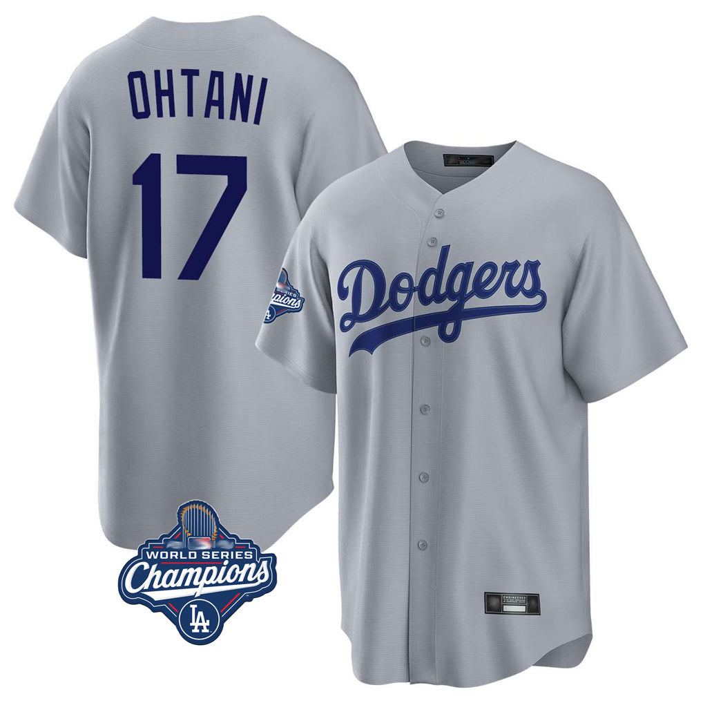 Fenge LA.Dodgers #17 Shohei Ohtani Player Gray World Series Meet Game Stitched Jerseys