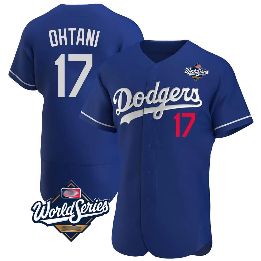 Fenge LA.Dodgers #17 Shohei Ohtani Player Royal World Series Limited Elite Home Stitched Jerseys