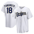 Fenge LA.Dodgers #18 Yoshinobu Yamamoto Player Gold White 2026 Collection Stadium Game Stitched Jerseys