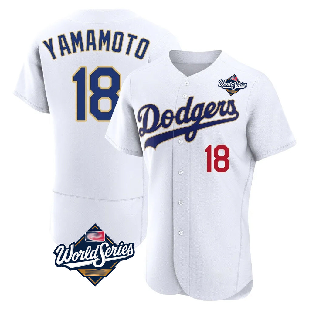 Fenge LA.Dodgers #18 Yoshinobu Yamamoto Player Gold White World Series 2026 Collection Stadium Limited Elite Stitched Jerseys