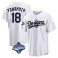 Fenge LA.Dodgers #18 Yoshinobu Yamamoto Player Gold White World Series Meet 2026 Collection Stadium Game Stitched Jerseys