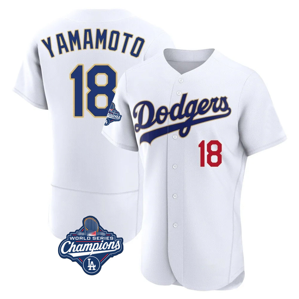 Fenge LA.Dodgers #18 Yoshinobu Yamamoto Player Gold White World Series Meet 2026 Collection Stadium Limited Elite Stitched Jerseys