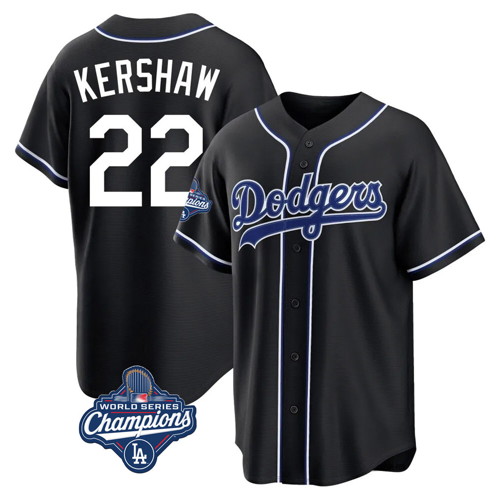 Fenge LA.Dodgers #22 Clayton Kershaw Player Black World Series Meet Carbon Limited Home Stitched Jerseys