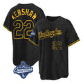 Fenge LA.Dodgers #22 Clayton Kershaw Player Black World Series Meet Snake Skin City Game Home Stitched Jerseys