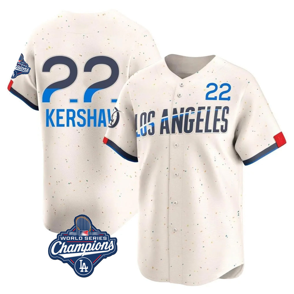 Fenge LA.Dodgers #22 Clayton Kershaw Player Cream World Series Meet City Connect Limited Home Stitched Jerseys