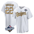 Fenge LA.Dodgers #22 Clayton Kershaw Player Gold World Series Collection Game Home Stitched Jerseys