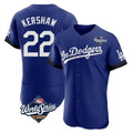 Fenge LA.Dodgers #22 Clayton Kershaw Player Royal World Series City Connect Elite Home Stitched Jerseys