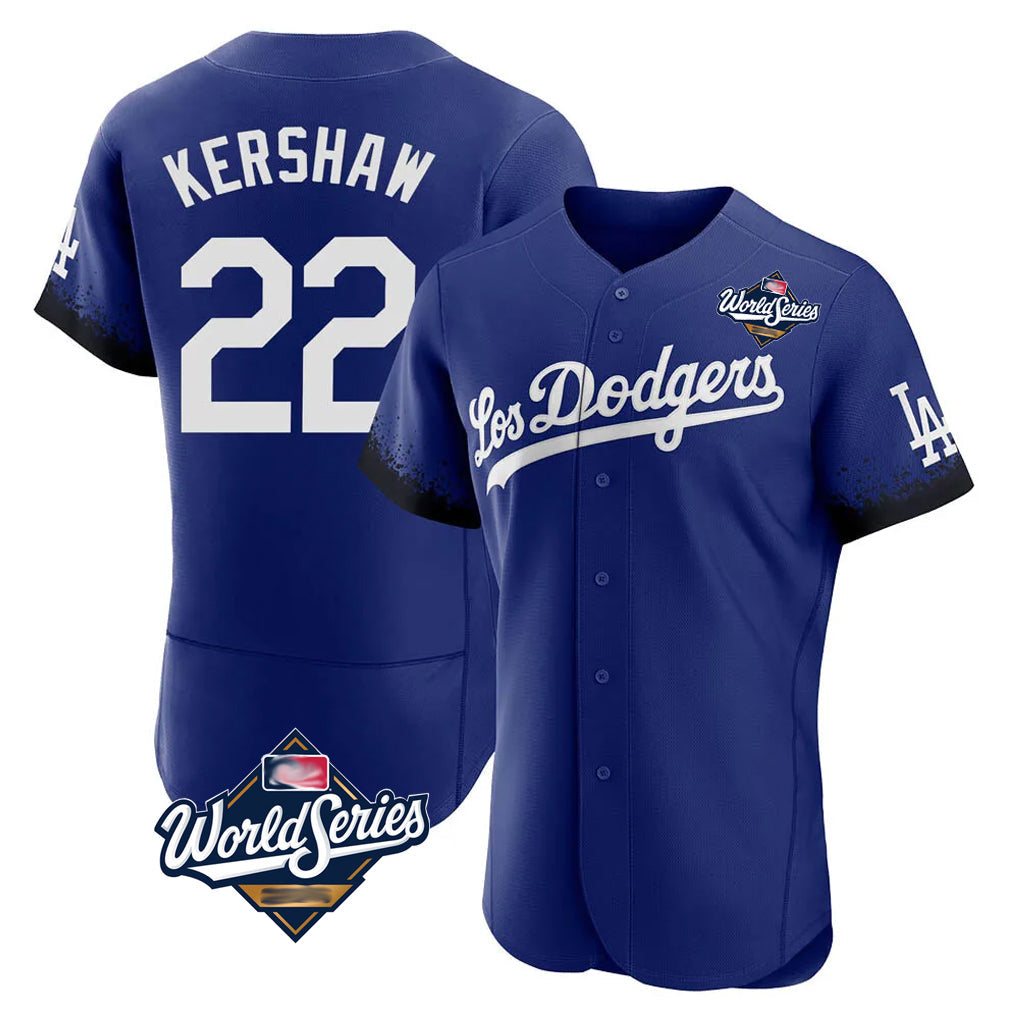 Fenge LA.Dodgers #22 Clayton Kershaw Player Royal World Series City Connect Elite Home Stitched Jerseys