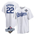 Fenge LA.Dodgers #22 Clayton Kershaw Player White World Series Game Home Stitched Jerseys