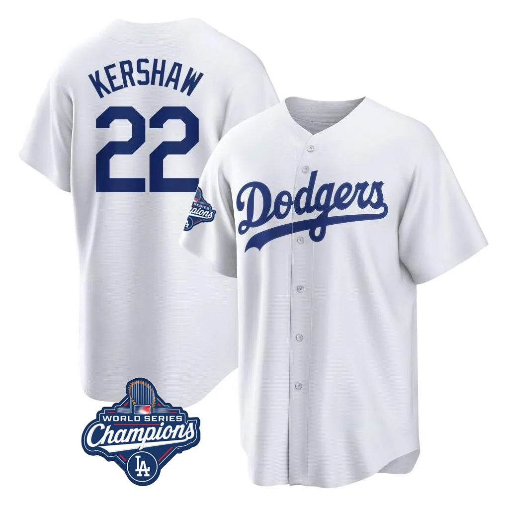 Fenge LA.Dodgers #22 Clayton Kershaw Player White World Series Meet Game Home Stitched Jerseys