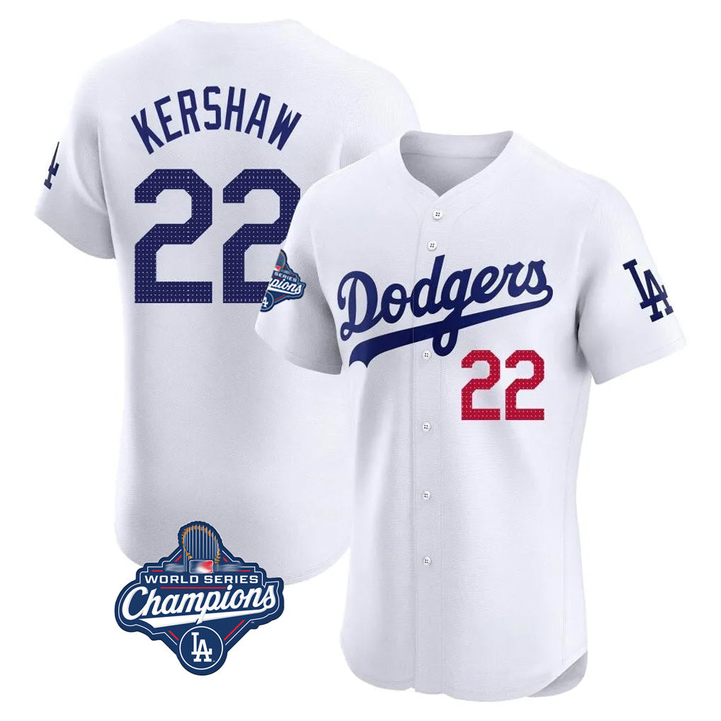 Fenge LA.Dodgers #22 Clayton Kershaw Player White World Series Meet Limited Elite Stitched Jerseys