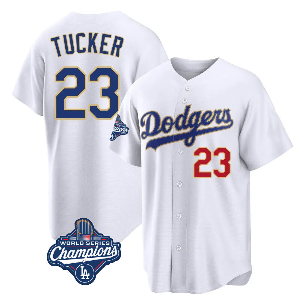 Fenge LA.Dodgers #23 Kyle Tucker Player Gold White World Series Meet 2026 Collection Stadium Limited Stitched Jerseys