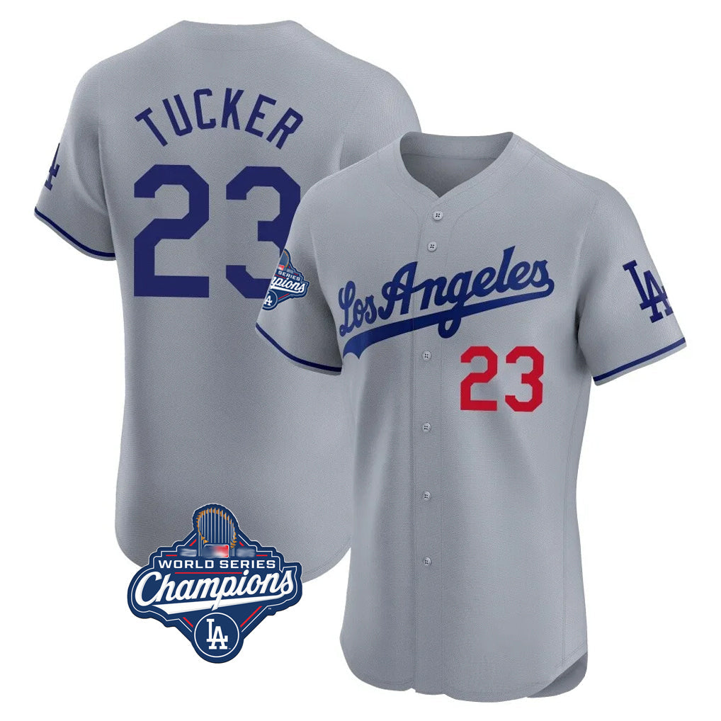 Fenge LA.Dodgers #23 Kyle Tucker Player Gray World Series Meet Limited Elite Home Stitched Jerseys