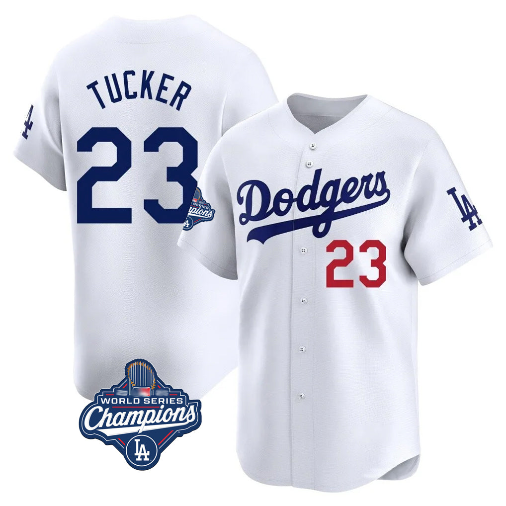 Fenge LA.Dodgers #23 Kyle Tucker Player White World Series Meet Limited Home Stitched Jerseys