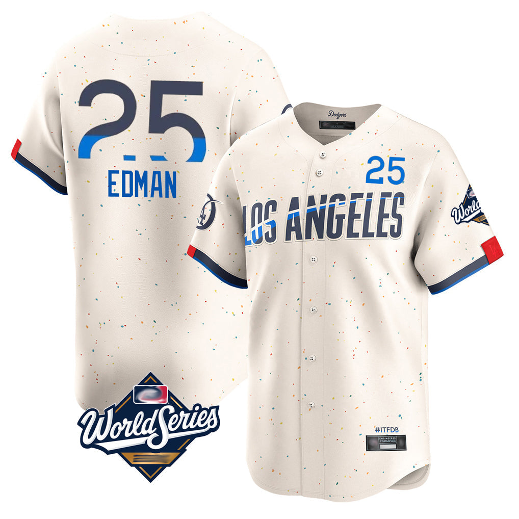 Fenge LA.Dodgers #25 Tommy Edman Player Cream World Series City Connect Limited Home Stitched Jerseys