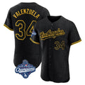 Fenge LA.Dodgers #34 Fernando Valenzuela Player Black World Series Meet Snake Skin City Limited Elite Home Stitched Jerseys