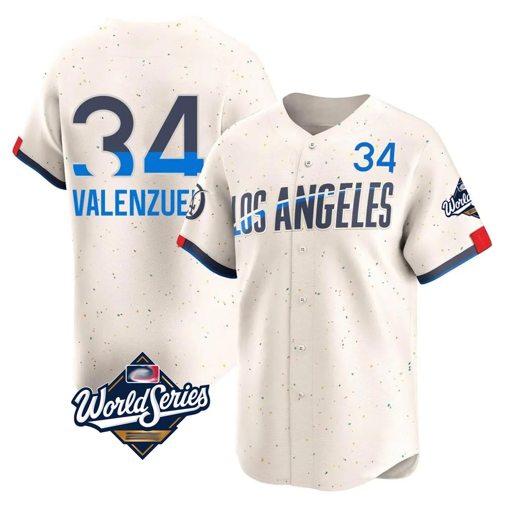 Fenge LA.Dodgers #34 Fernando Valenzuela Player Cream World Series City Connect Limited Home Stitched Jerseys